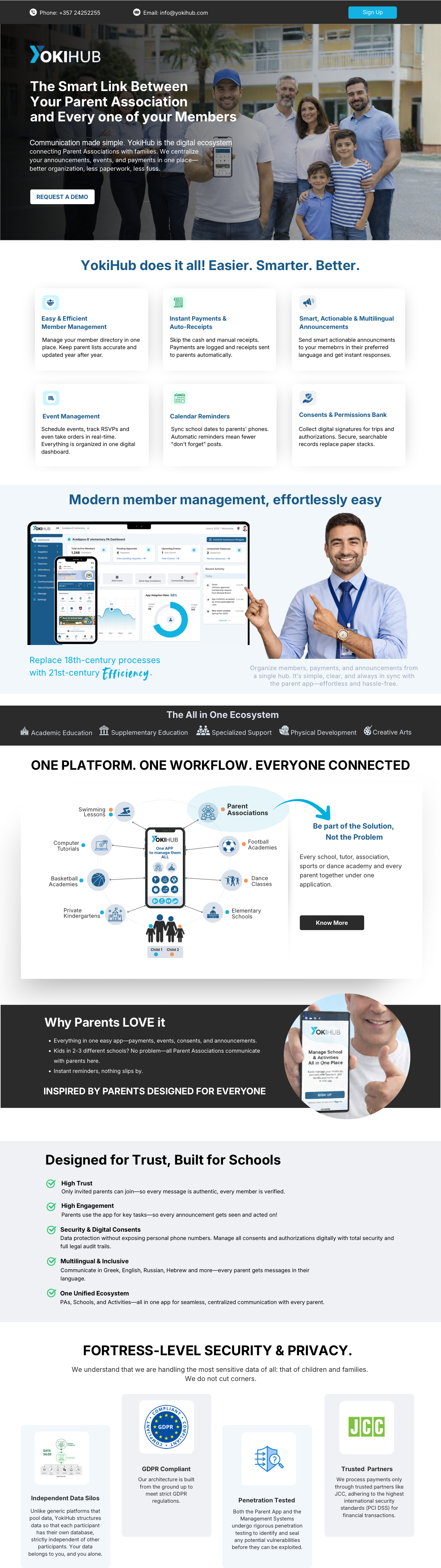 YokiHub landing page design